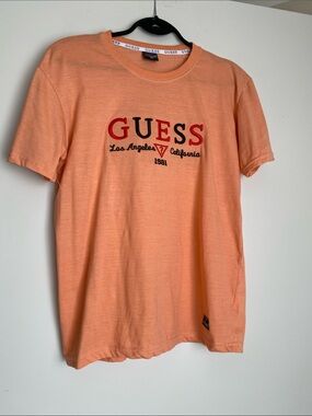 GUESS Peach Short Sleeve Tee with Embroidered Logo